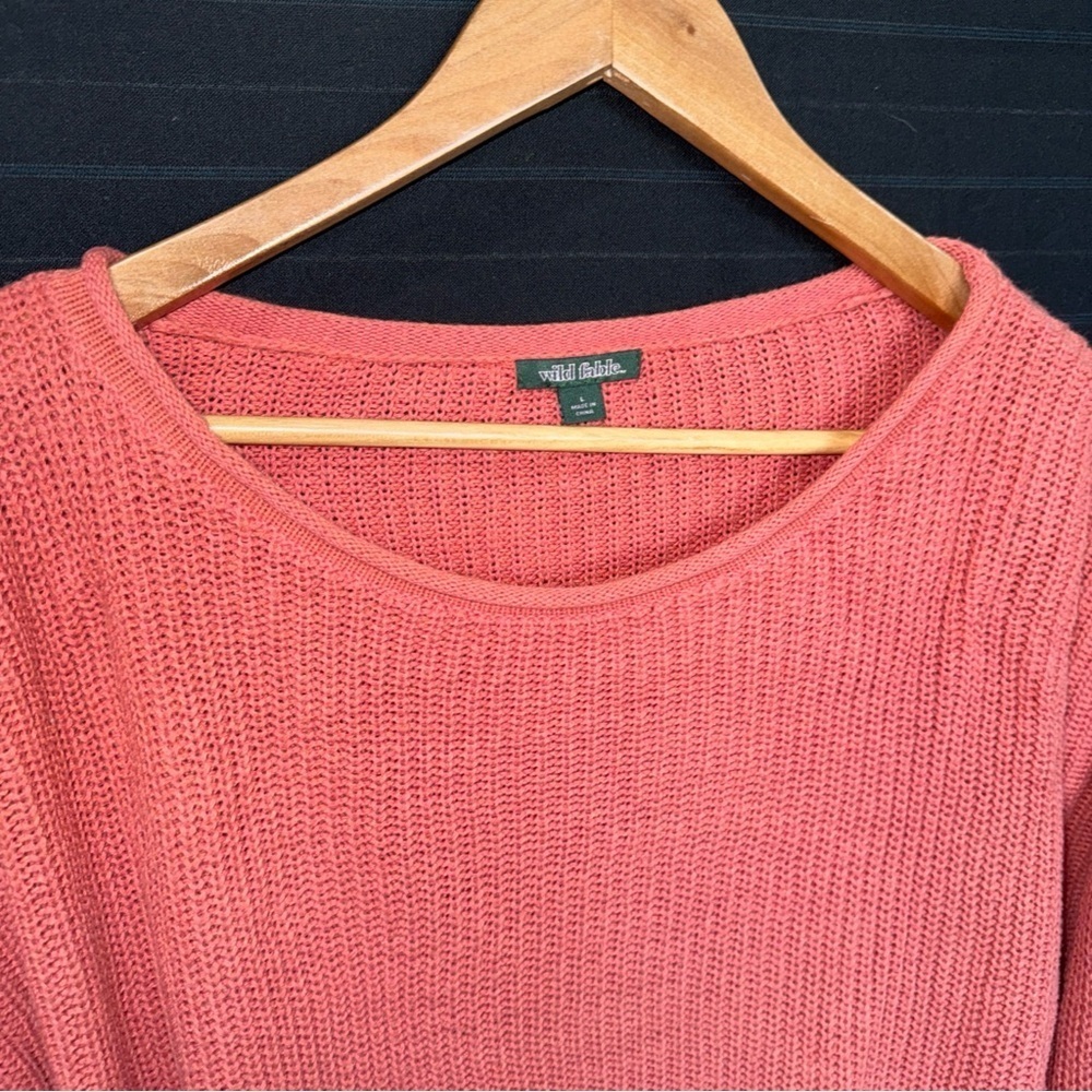 Wild Fable Coral Knit Sweater Womens L Cropped Oversize Cozy Coral Pink - Picture 5 of 11